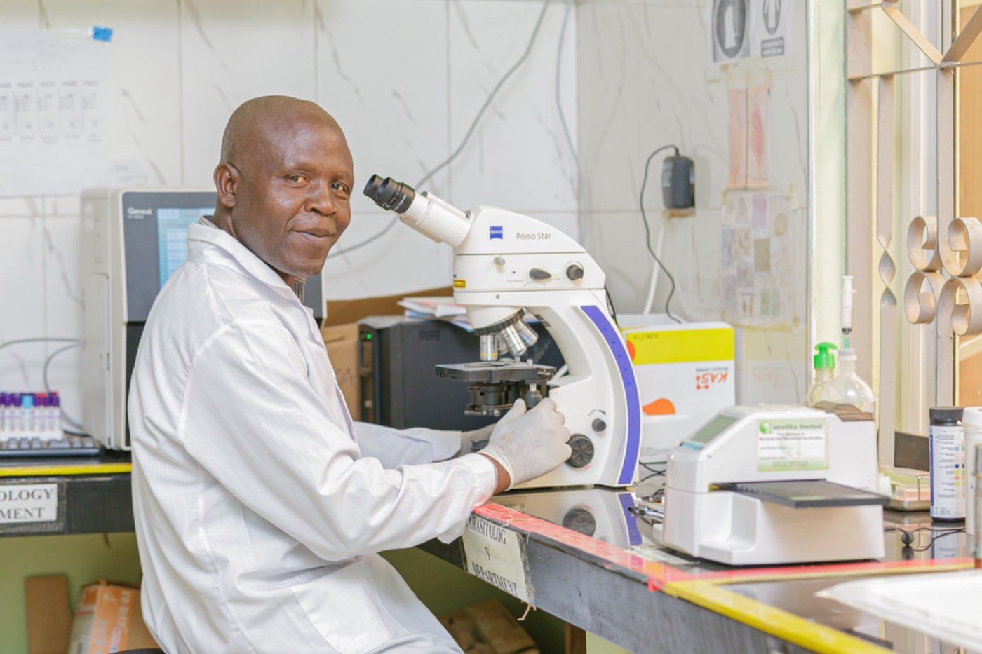 A laboratory technician at work in a church hospital